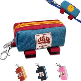 Dog Poop Bag Holder For Leash, Zippered Canvas Poop Bag Dispenser Pouch With Velcro Straps & Metal Carabiner Clip, Holds Keys & Treats For Daily (Option: MULTI)