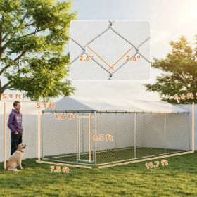 20' X 7.5' X 6.5' Dog Kennel Outdoor For Small Medium Large Dogs With Waterproof Roof, SilverMultiple Packages (Option: SILVER)