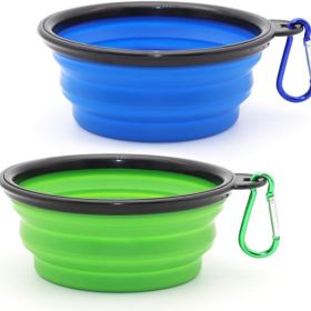 Dog Bowl Pet Collapsible Bowls, 2 Pack For Cats Dogs, Portable Pet Feeding Watering Dish For Walking Parking Traveling With 2 Carabiners (Option: MULTICOLOR)